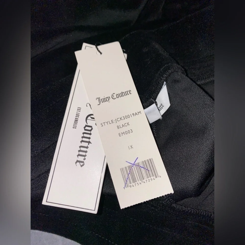 Juicy Couture Soft Velour Track Suit Pant Wide Leg Bottoms Women 1x NEW Black‎